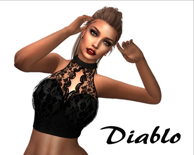 Diablo - Lace crop top Black 