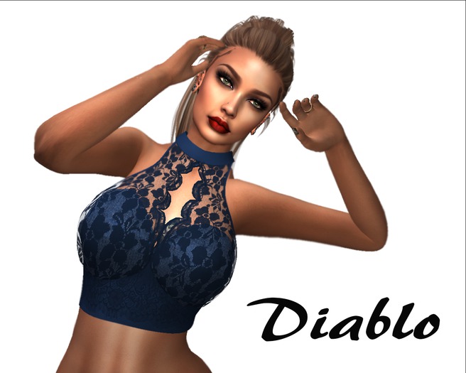 Diablo - Lace crop top Blue 
