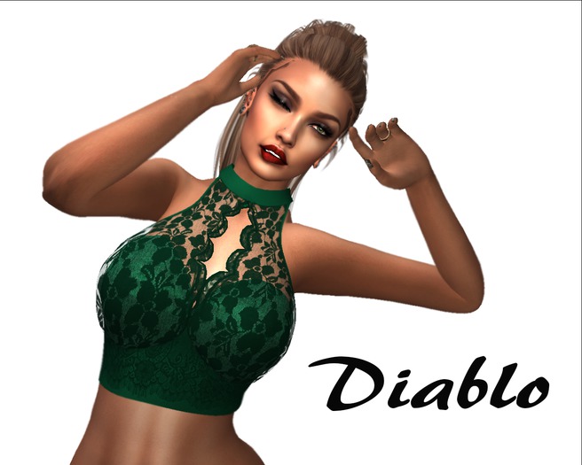 Diablo - Lace crop top Green