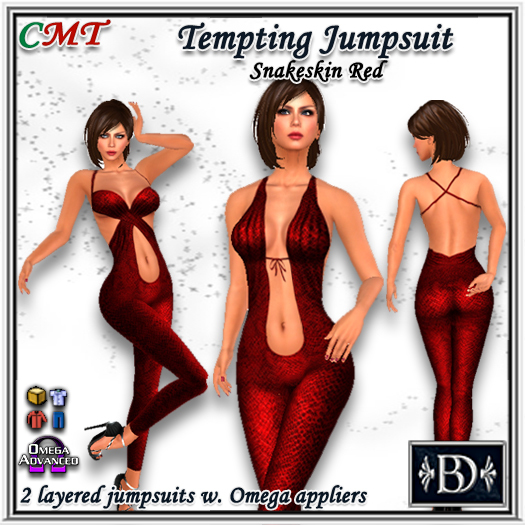 < BD > Tempting Jumpsuit Snakeskin Red