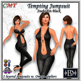 < BD > Tempting Jumpsuit Snakeskin Black