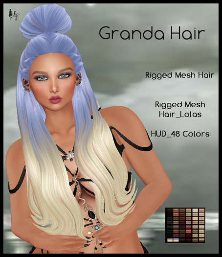 *LF* Granda Rigged Mesh Hair w/48 Colors/HUD
