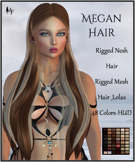 *LF* Megan Rigged Mesh Hair w/48 Colors/HUD