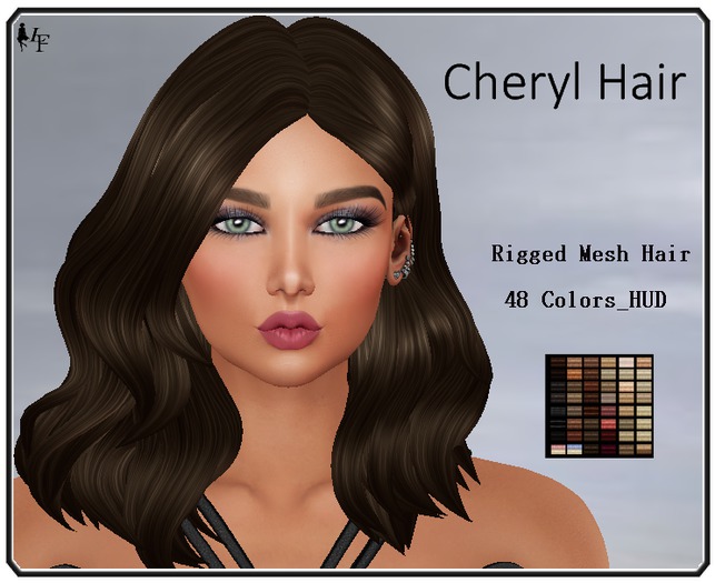 *LF* Cheryl Rigged Mesh Hair w/48 Colors/HUD
