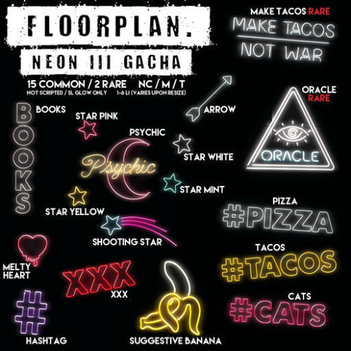 floorplan. neon III gacha / oracle RARE