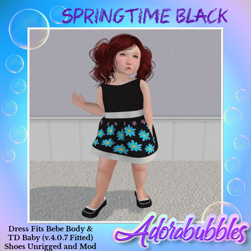 Adorabubbles SpringTime Black Dress & Shoes (Add Me)