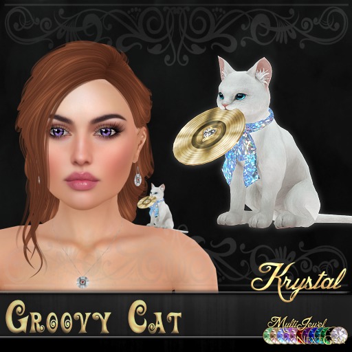 ::: Krystal ::: Groovy Cat - White Gold