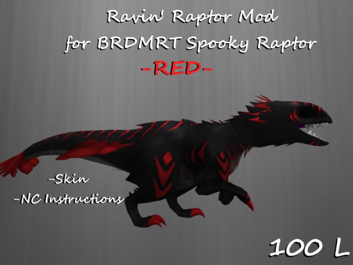Second Life Marketplace - Ravin' Raptor RED for BRDMRT Spooky Raptor