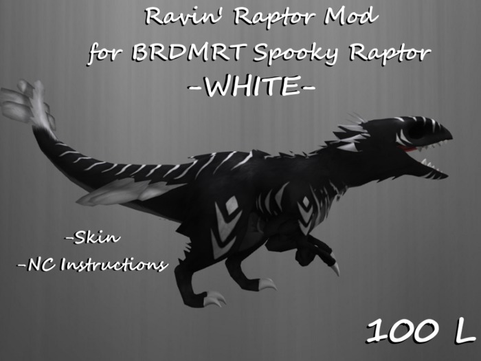 Second Life Marketplace - Ravin' Raptor White for BRDMRT Spooky Raptor