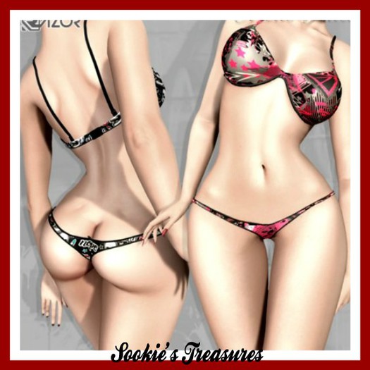 Razor/// Graphic Bra & Panty Set - Retro  Violet/Seafoam - ISIS