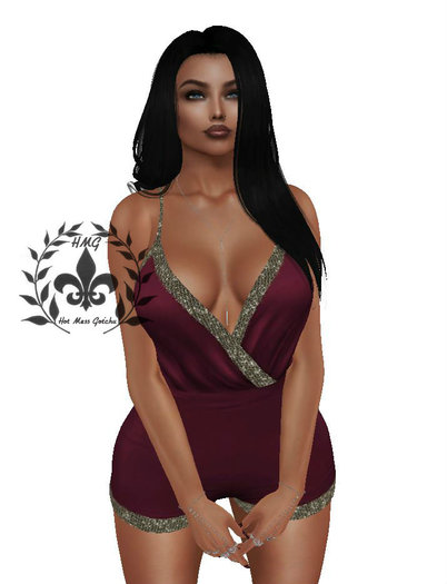 [AF] Yannel Skinny Rompers Red Gold *RARE* - Slink