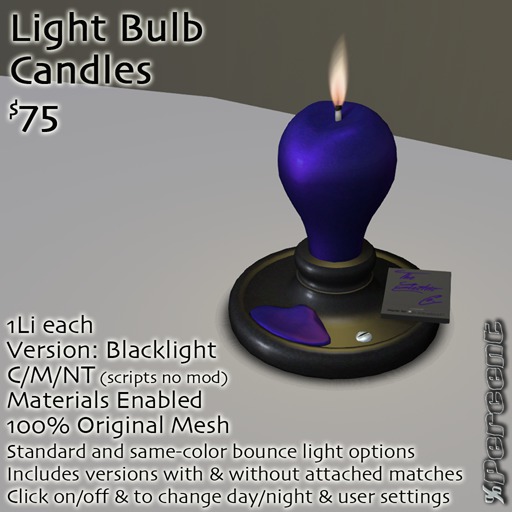 %Light Bulb Candle (blacklight) *MESH* Delivery Box