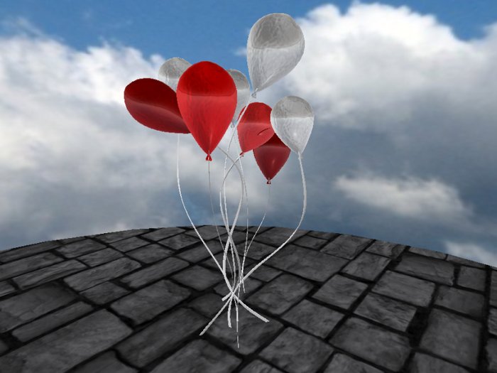 Lower Prim Balloons - Red/White -Metallic-(mod/copy)