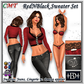 < BD > RedNBlack Sweater Set