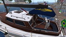 Bandit 55 Blue Linen with Gold Anchors Upholstery
