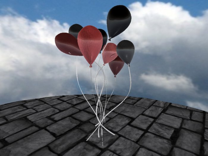 Lower Prim Balloons - Muted Black/Red -Metallic-(mod/copy)