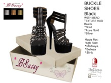 *BSASSY* BUCKLE  HIGH HEELSHOES BLACK WITH BEAD TEXTURE HUD