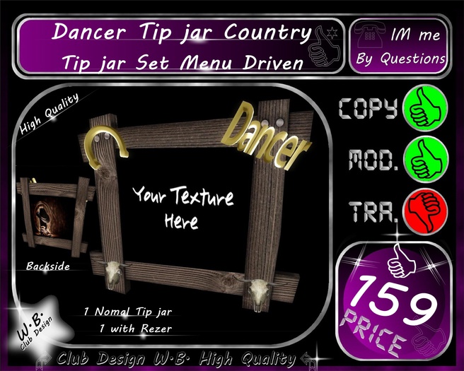 * Tip jar Set Dancer * Country * Menu Driven *