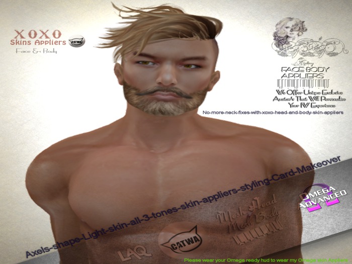 XOXO-Axel-v3-Dark-Tan-Skin-Shape-Skin-Appliers-Makeover
