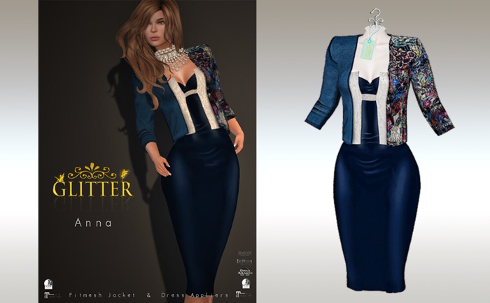 GLITTER - ANNA Mesh Outfit (Jacket body mesh) Blue Royal