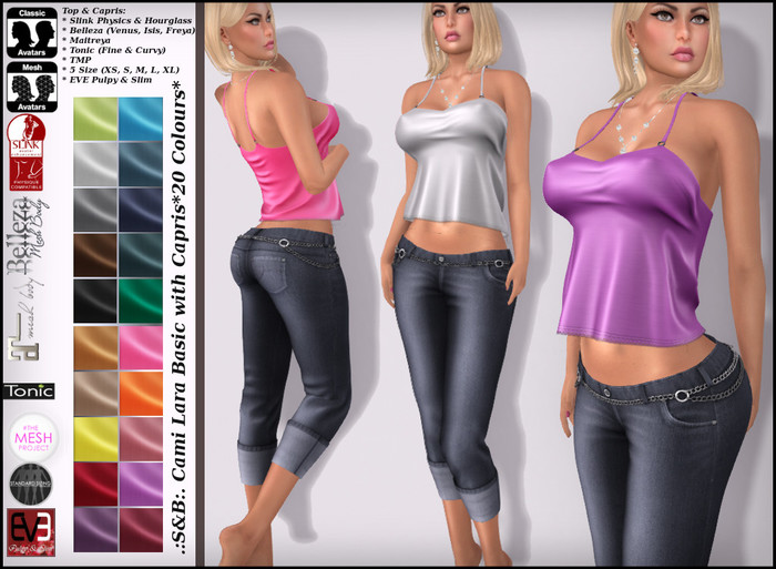 .:S&B:. Cami Lara Basic with Capris *20 Colours*
