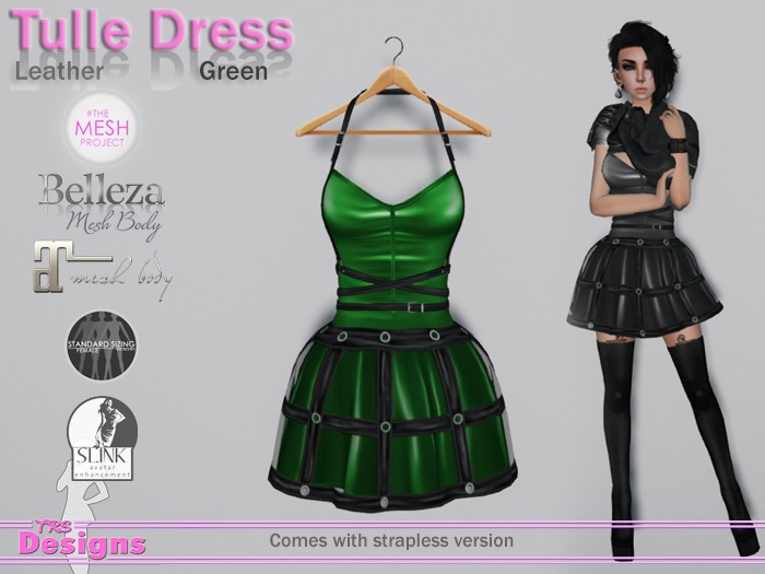 Tulle Dress Leather Green