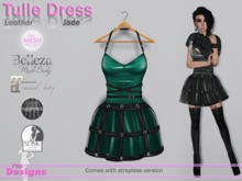 Tulle Dress Leather Jade