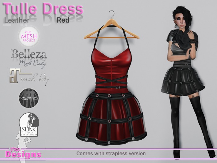 Tulle Dress Leather Red