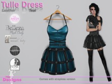 Tulle Dress Leather Teal
