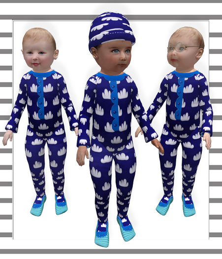 Pat A Kake Blue Clouds PJs