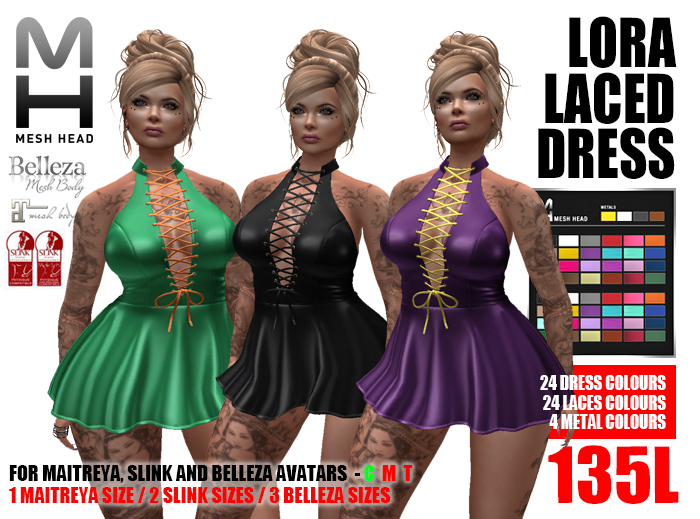 Mesh Head - Lora Laced Dress - SLINK / BELLEZA / MAITREYA