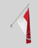Republic of Singapore Flag on a Wall Mount Flag Pole