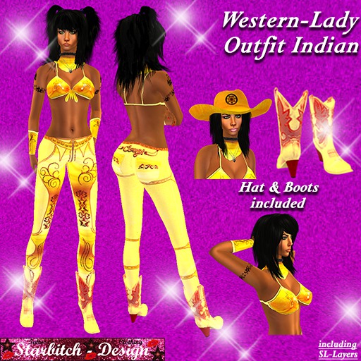 Western-Lady Outfit Indian with Boots&Hat(including Omega-Applier)