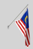 Mylaysia Flag on a Wall Mount Flag Pole