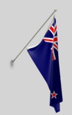 New Zealand Flag on a Wall Mount Flag Pole