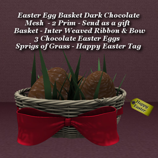 Second Life Marketplace Easter Egg Basket Dark Chocolate
