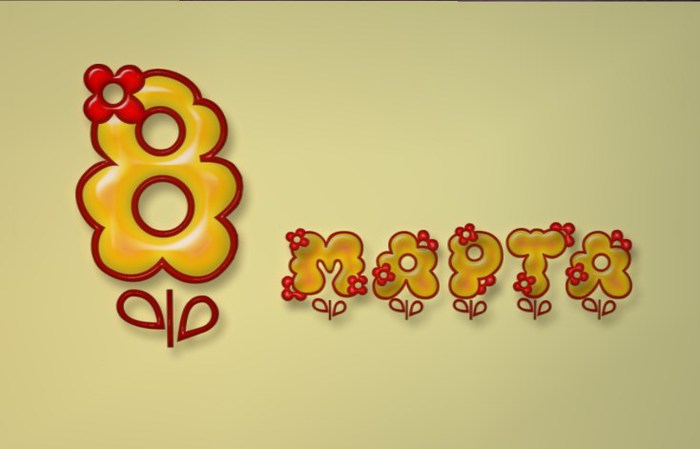 March 8. Decor. Yellow. Red, Flowers