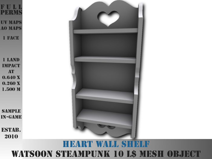 Heart wall shelf - 1 LI - FULL PERMS Mesh