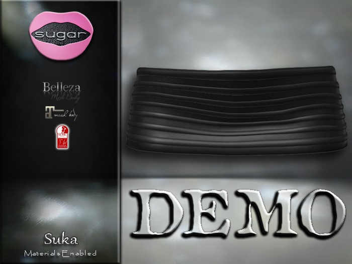 :-:SUGAR:-: Suka Skirt {BLACK RUBBER} DEMO*