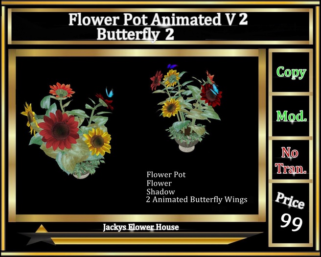 Flower Pot Plant V2 Animanted Butterfly 2