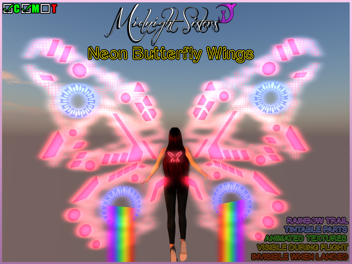 ~MS~ Neon Butterfly Wings (ADD to unpack)