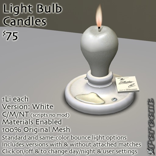 % Light Bulb Candle (white) *MESH*