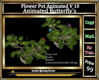 Flower Pot Plant Bonsai V10 -  3 Animated Butterfly