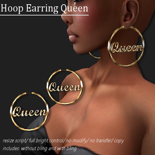 Earring Hoop Queen Gold    -RYCA-