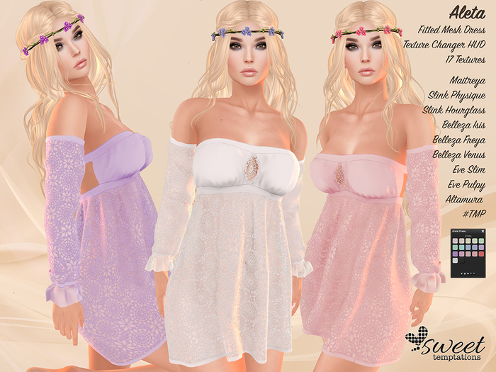 Sweet :: Aleta Dress, Maitreya Lara, Slink (P; H), Venus, Isis, Freya, #TMP, Eve, Altamura - 17 Tex