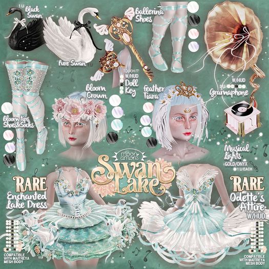 :MoonAmore: SwanLake / BloomTips Shoes&Socks (Rose)