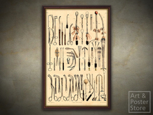 SURGICAL INSTRUMENTS Antique Anatomical Print | Brown Beaded Frame