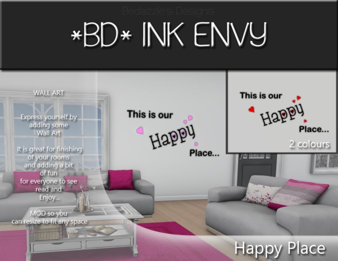 Second Life Marketplace *BD* INK ENVY Happy Place WALL ART
