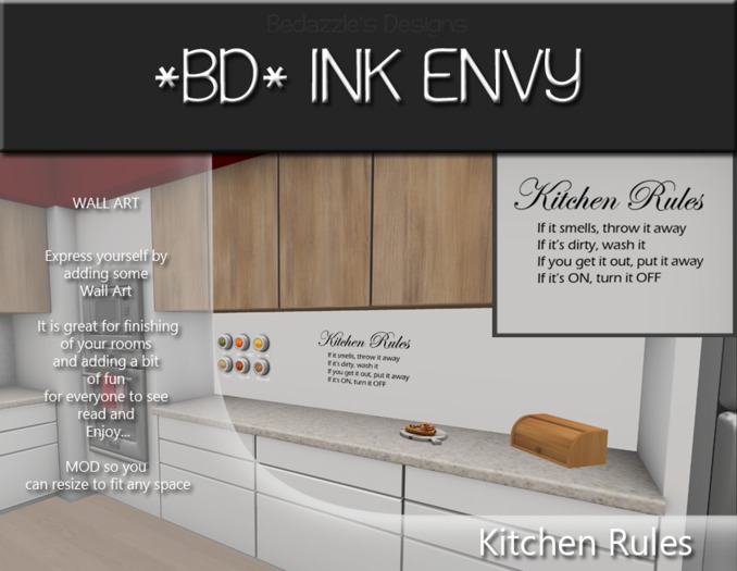 *BD* INK ENVY ~ Kitchen Rules (ADD to unpack)