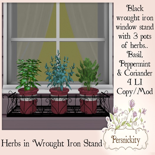 Herbs in Wrought Iron Stand